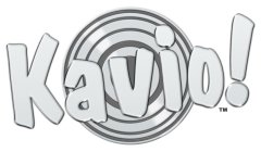 THE WORD KAVIO IN GREY IN FRONT OF A SILVER AND GREY TARGET