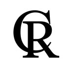 CONSISTING OF THE LETTERS C AND R, R IS SUPERIMPOSED ON C