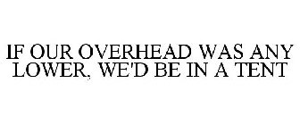 IF OUR OVERHEAD WAS ANY LOWER, WE'D BE IN A TENT