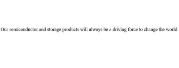 OUR SEMICONDUCTOR AND STORAGE PRODUCTS WILL ALWAYS BE A DRIVING FORCE TO CHANGE THE WORLD