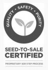 SEED-TO-SALE CERTIFIED QUALITY · SAFETY· PURITY PROPRIETARY 509 STEP PROCESS PURITY PROPRIETARY 509 STEP PROCESS