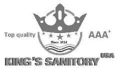 KING'S SANITORY USA TOP QUALITY SINCE 1914 AAA+