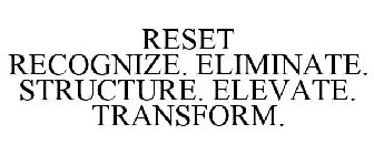 RESET RECOGNIZE. ELIMINATE. STRUCTURE. ELEVATE. TRANSFORM.