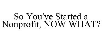 SO YOU'VE STARTED A NONPROFIT, NOW WHAT?