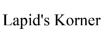 LAPID'S KORNER