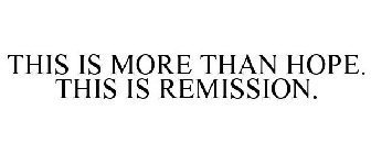 THIS IS MORE THAN HOPE. THIS IS REMISSION.