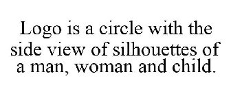 LOGO IS A CIRCLE WITH THE SIDE VIEW OF SILHOUETTES OF A MAN, WOMAN AND CHILD.