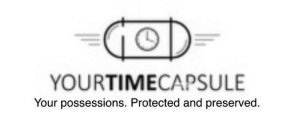 IMAGE OF CAPSULE WITH THE CLOCK IN THE MIDDLE YOUR TIME CAPSULE WRITTEN UNDER THE IMAGE AND SLOGON 