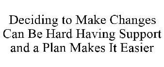 DECIDING TO MAKE CHANGES CAN BE HARD HAVING SUPPORT AND A PLAN MAKES IT EASIER