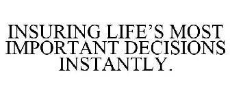 INSURING LIFE'S MOST IMPORTANT DECISIONS INSTANTLY.