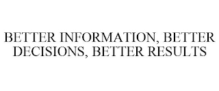 BETTER INFORMATION, BETTER DECISIONS, BETTER RESULTS