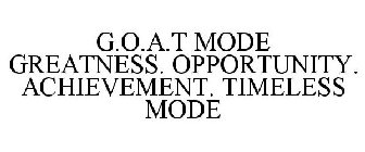 G.O.A.T MODE GREATNESS. OPPORTUNITY. ACHIEVEMENT. TIMELESS MODE