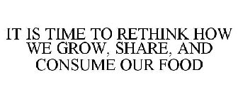 IT IS TIME TO RETHINK HOW WE GROW, SHARE, AND CONSUME OUR FOOD