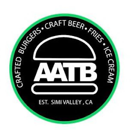AATB CRAFTED BURGERS CRAFTED BEERS FRIES ICE CREAM EST. SIMI VALLEY CA