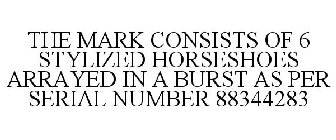 THE MARK CONSISTS OF 6 STYLIZED HORSESHOES ARRAYED IN A BURST AS PER SERIAL NUMBER 88344283