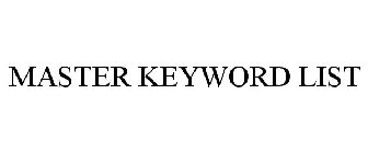 MASTER KEYWORD LIST