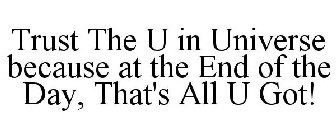 TRUST THE U IN UNIVERSE BECAUSE AT THE END OF THE DAY, THAT'S ALL U GOT!