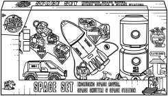 ASTRO VENTURE 3+ ASTRO VENTURE SPACE SET INCLUDING SPACE ROVER, SPACE SHUTTLE & SPACE STATION PRESS BUTTON TO OPEN COMPARTMENTS ASTRONAUT FITS INSIDE PUSH BUMPER TO CLOSE COMPARTMENTS FIGURE FITS INSI