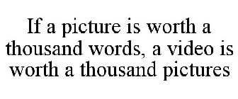 IF A PICTURE IS WORTH A THOUSAND WORDS, A VIDEO IS WORTH A THOUSAND PICTURES