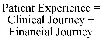 PATIENT EXPERIENCE = CLINICAL JOURNEY + FINANCIAL JOURNEY