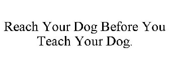 REACH YOUR DOG BEFORE YOU TEACH YOUR DOG.