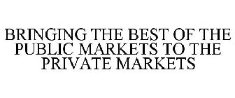 BRINGING THE BEST OF THE PUBLIC MARKETS TO THE PRIVATE MARKETS