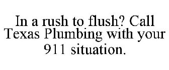 IN A RUSH TO FLUSH? CALL TEXAS PLUMBING WITH YOUR 911 SITUATION.