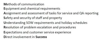 MEASURED METHODS OF COMMUNICATION EQUIPMENT AND CHEMICAL REQUIREMENTS ASSIGNMENT AND ASSESSMENT OF TASKS FOR SERVICE AND QA REPORTING SAFETY AND SECURITY OF STAFF AND PROPERTY UNDERSTANDING SOW REQUIR