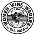 WOMEN · WINE · WADERS WEST VIRGINIA EST. 2015 CAST LIKE A GIRL