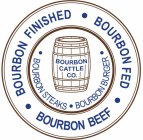 BOURBON CATTLE CO. · BOURBON STEAKS · BOURBON BURGER · BOURBON FINISHED · BOURBON FED · BOURBON BEEF ·