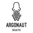 OCTOPUS IMAGE IN BLACK INCLUDES WORDS ARGONAUT BOATS IN BLACK ON WHITE AND GREY BACKGROUNDS