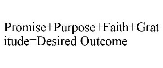 PROMISE+PURPOSE+FAITH+GRATITUDE=DESIRED OUTCOME