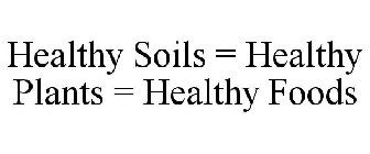 HEALTHY SOILS = HEALTHY PLANTS = HEALTHY FOODS