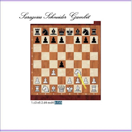 SARAGOSSA SCHNEIDER GAMBIT 1.C3 E5 2.D4 EXD4 3.NF3 1 2 3 4 5 6 7 8 A B C D E F G HEXD4 3.NF3 1 2 3 4 5 6 7 8 A B C D E F G H