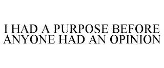 I HAD A PURPOSE BEFORE ANYONE HAD AN OPINION