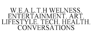 W.E.A.L.T.H WELLNESS. ENTERTAINMENT. ART. LIFESTYLE. TECH. HEALTH. CONVERSATIONS