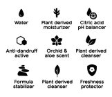 WATER PLANT DERIVED MOISTURIZER CITRIC ACID PH BALANCER ANTI-DANDRUFF ACTIVE ORCHID & ALOE SCENT PLANT DERIVED CLEANSER FORMULA STABILIZER PLANT DERIVED CLEANSER FRESHNESS PROTECTOR