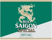 BIA SAIGON SPECIAL EST. 1875 YAKIMA HOPS PREMIUM QUALITY BEER FROM VIETNAM INTERNATIONAL BEER AWARDS GOLD MEDAL INTERNATIONAL QUALITY GOLD MEDAL PREMIUM QUALITY BEER FROM VIETNAM