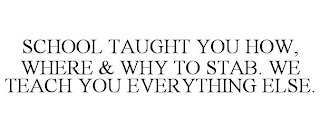 SCHOOL TAUGHT YOU HOW, WHERE & WHY TO STAB. WE TEACH YOU EVERYTHING ELSE.