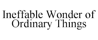 INEFFABLE WONDER OF ORDINARY THINGS