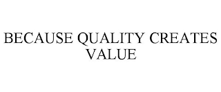 BECAUSE QUALITY CREATES VALUE