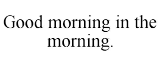 GOOD MORNING IN THE MORNING.