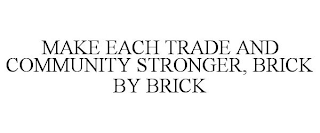 MAKE EACH TRADE AND COMMUNITY STRONGER, BRICK BY BRICK