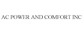 AC POWER AND COMFORT INC