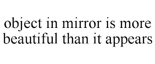 OBJECT IN MIRROR IS MORE BEAUTIFUL THAN IT APPEARS