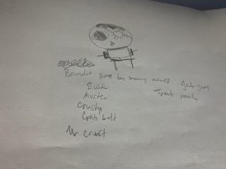 BANDIT GOES BY MANY NAMES GAT GUY BUSTER MUSTER CRUSTY BUTT MR CRAB