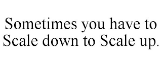 SOMETIMES YOU HAVE TO SCALE DOWN TO SCALE UP.