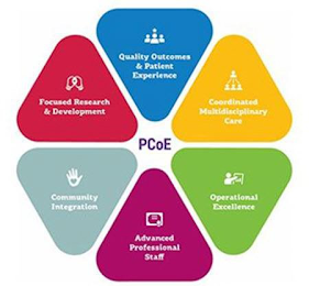 PCOE QUALITY OUTCOMES & PATIENT EXPERIENCE COORDINATED MULTIDISCIPLINARY CARE OPERATIONAL EXCELLENCE ADVANCED PROFESSIONAL STAFF COMMUNITY INTEGRATION FOCUSED RESEARCH & DEVELOPMENT