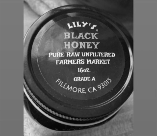 LILYS BLACK HONEY PURE RAW UNFILTERED FARMERS MARKET FILLMORE, CA 93015 16OZ