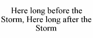 HERE LONG BEFORE THE STORM, HERE LONG AFTER THE STORM